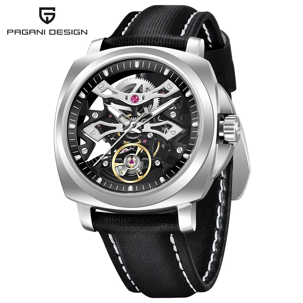 PAGANI DESIGN PD-YS017 “Midnight Machine” | 40MM Sapphire Automatic Men’s Watch | 100M Diver Grade Waterproof Skeleton Lume Timepiece