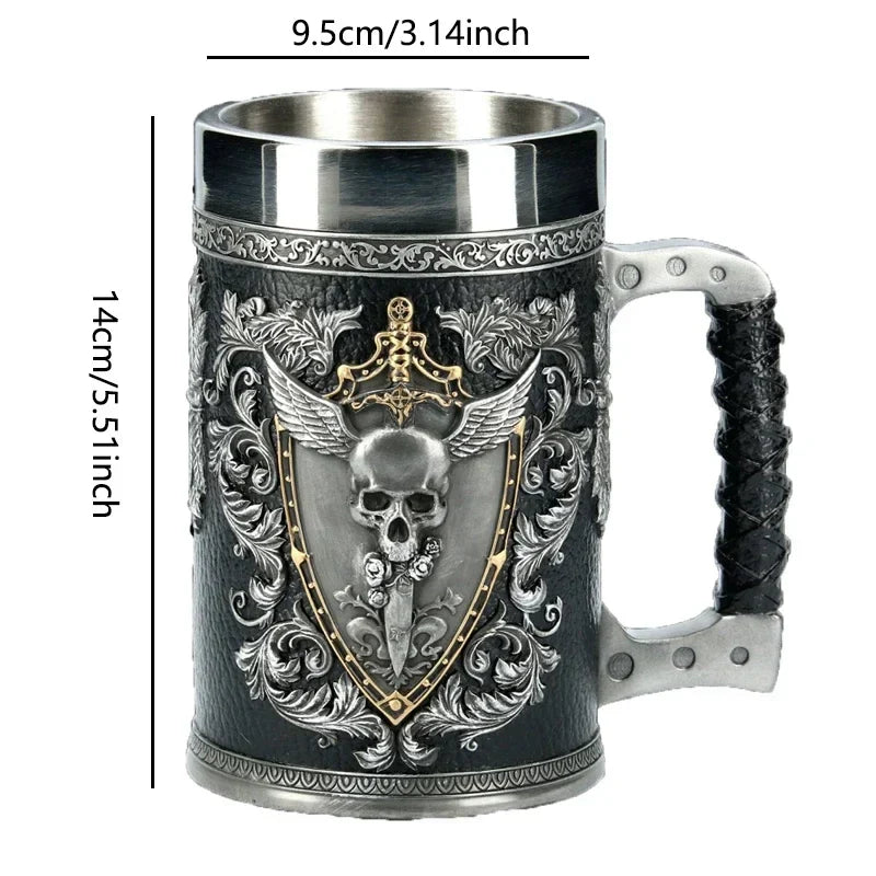 Warhorse Medusa Beer Mug – 600ml Stainless Steel Barbarian Chalice for Warriors, Fathers & Rock Legends
