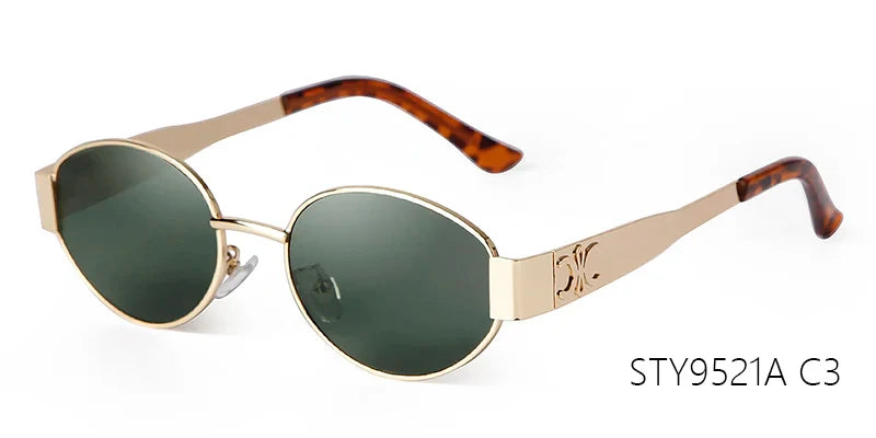 Retro Metal Frame Oval Sunglasses – Vintage 90s UV400 Gradient Shades for Men & Women