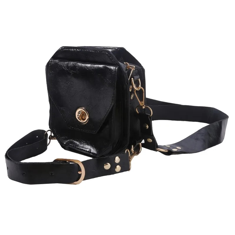 NIGHT RAID // Retro Punk PU Leg Harness Waist Bag – Crossbody Utility Pouch for Women