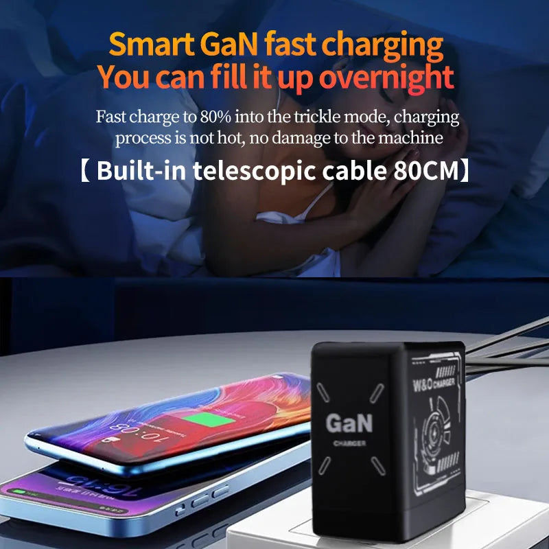 W&O GaN Fast Charging Cable – Liquid Silicone Power for Type-C & Lightning