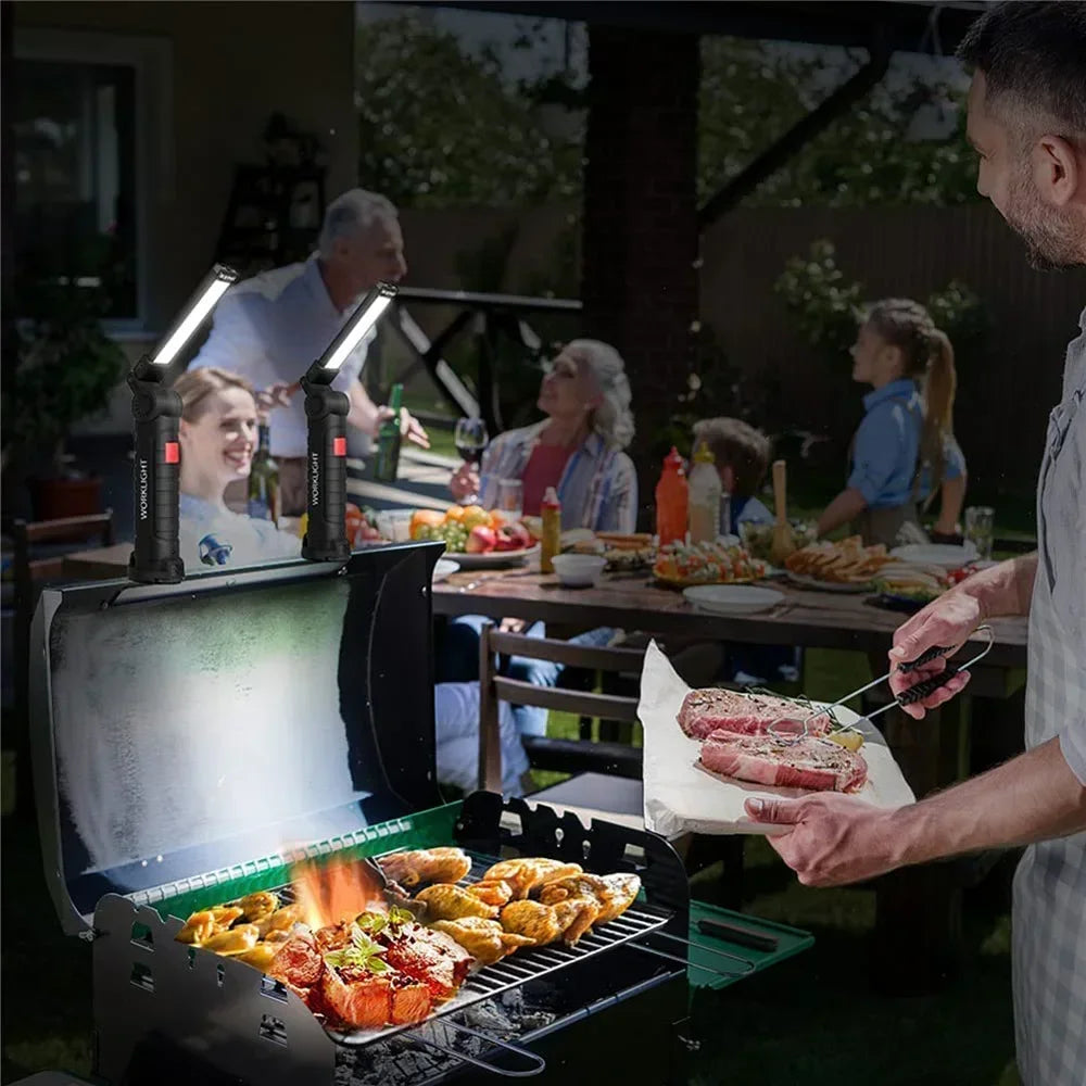 “Grip & Glow Pro” Magnetic COB LED Work Light – Pocket Torch Meets Power Bank