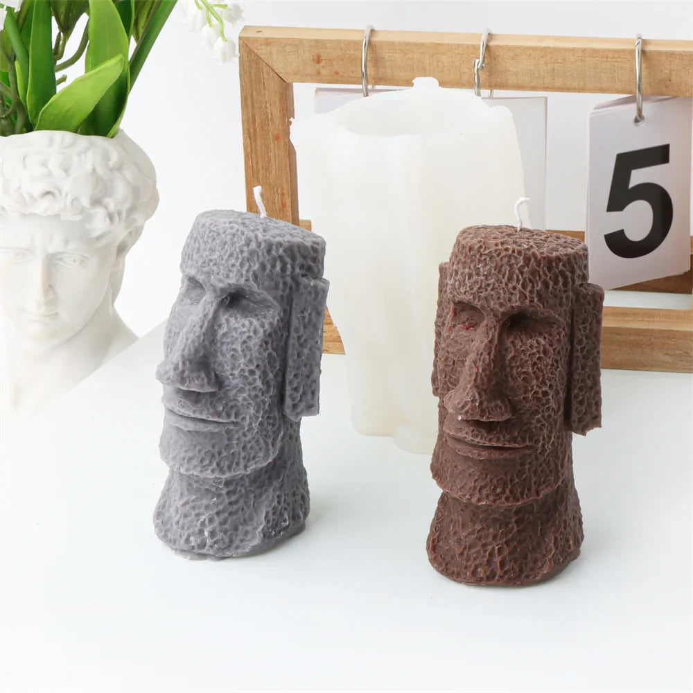 Big Nose Moai Statue Silicone Mold – Epic Easter Island Sculpture Craft, Custom Candle Making & Resin Artwork