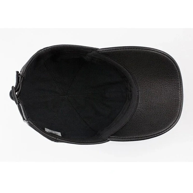 Full-Leather Seoul Swing Cap – Real Cowhide Adjustable Baseball Hat for Golf, Street & Cold Weather Flex