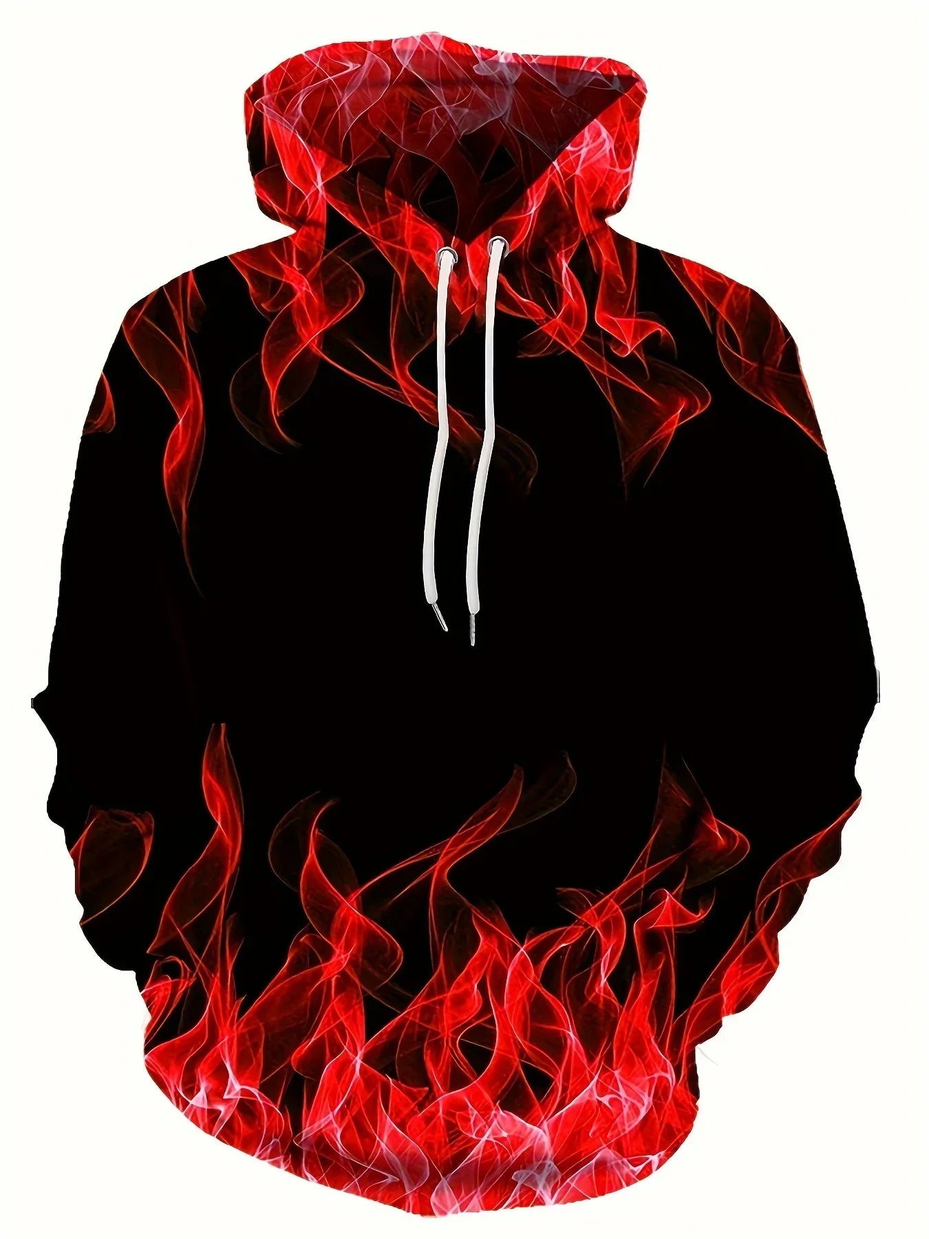 Creative Flame 3D Print Hoodie – Oversized Harajuku Pullover for Men, Y2K Streetwear