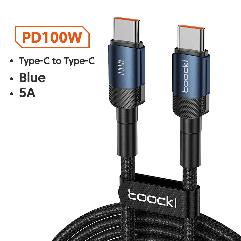 Toocki 100W USB-C to USB-C Fast Charging Cable – PD 3.0 & QC 4.0 High-Speed Charger for iPhone 15, MacBook, Samsung & More ⚡📱💻