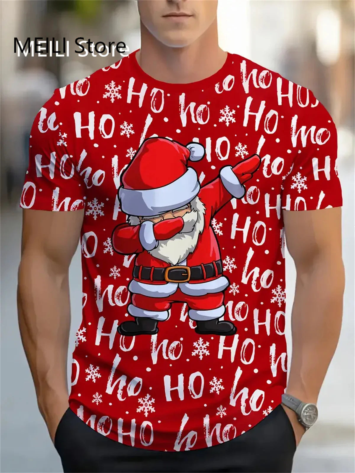 Santa’s Outlaw 3D Christmas Graphic T-Shirt – Holiday Havoc Edition