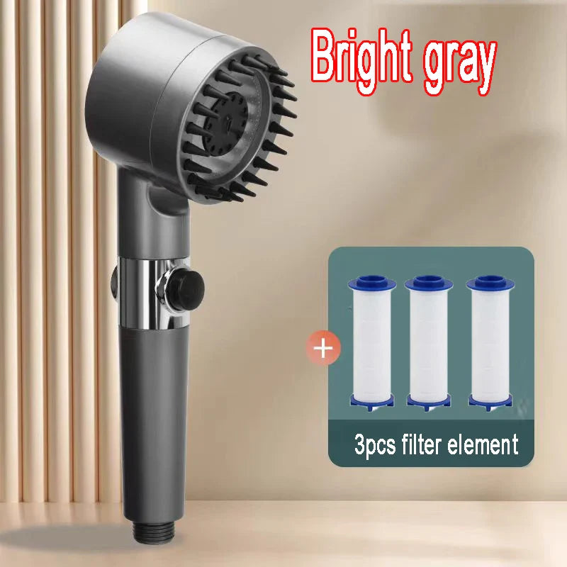 AquaForce 4‑Mode High‑Pressure Handheld Showerhead with One‑Click Stop & Built‑In Filter