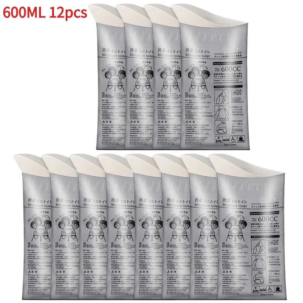 GoTime Bags – 4–40Pc Travel Pee & Emergency Urine Bags for Men, Women & Kids | 600ml/700ml Portable Leakproof Mini Toilets