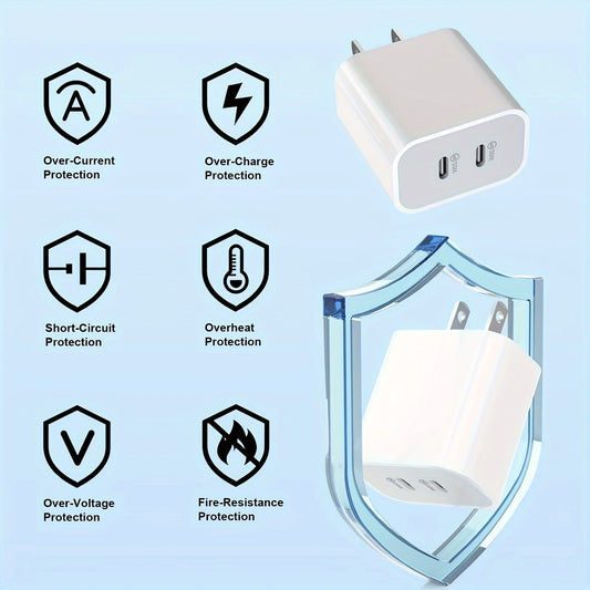 2-Pack 40W PD Fast Charger with 10FT USB-C to USB-C Cable
