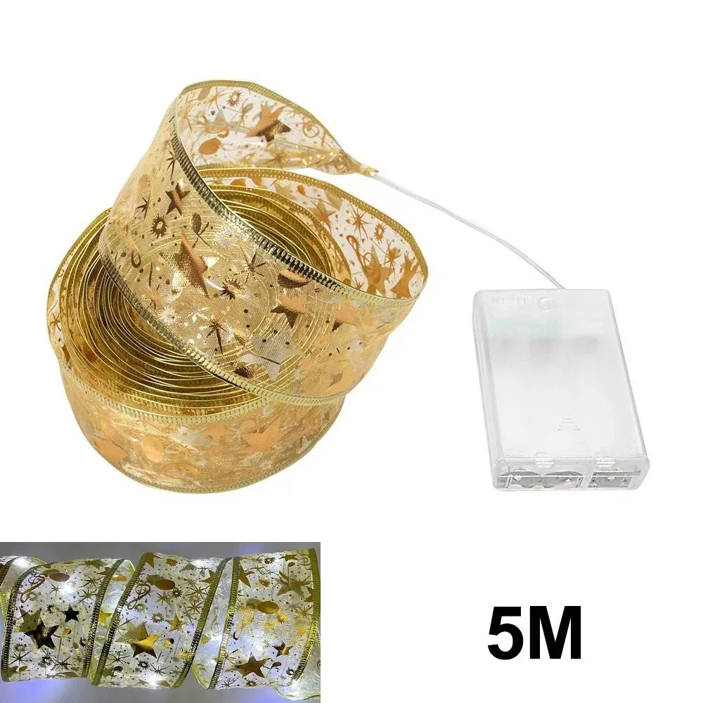 THOOBO! GlowRibbon Fairy Lights — 3m/5m Christmas Bow String Lights for Trees, Mantels & DIY Décor (Battery Powered) ✨