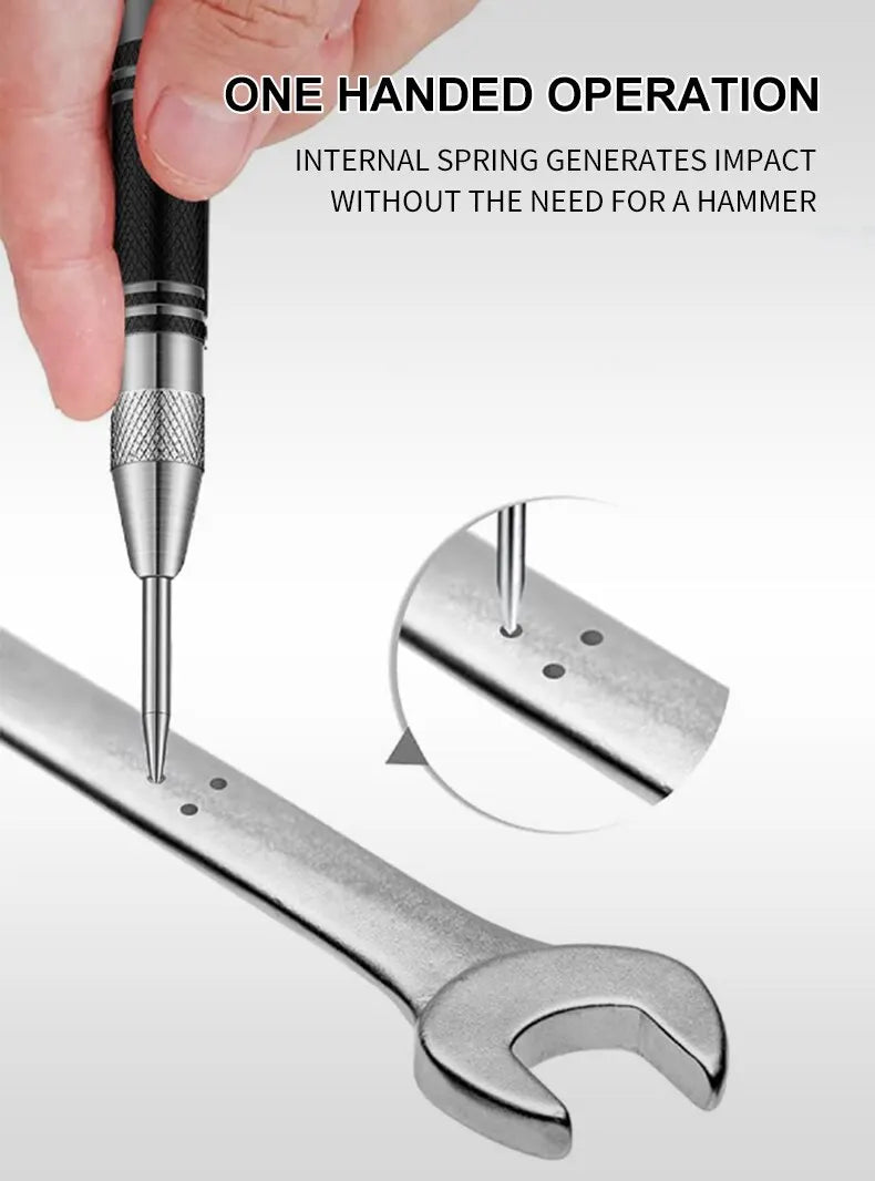 BangSnap 2-Pack Spring-Loaded Center Punch Tools – Auto Glass Striker, Window Breaker & Wood Drill Locator (128mm Precision Impact Set)