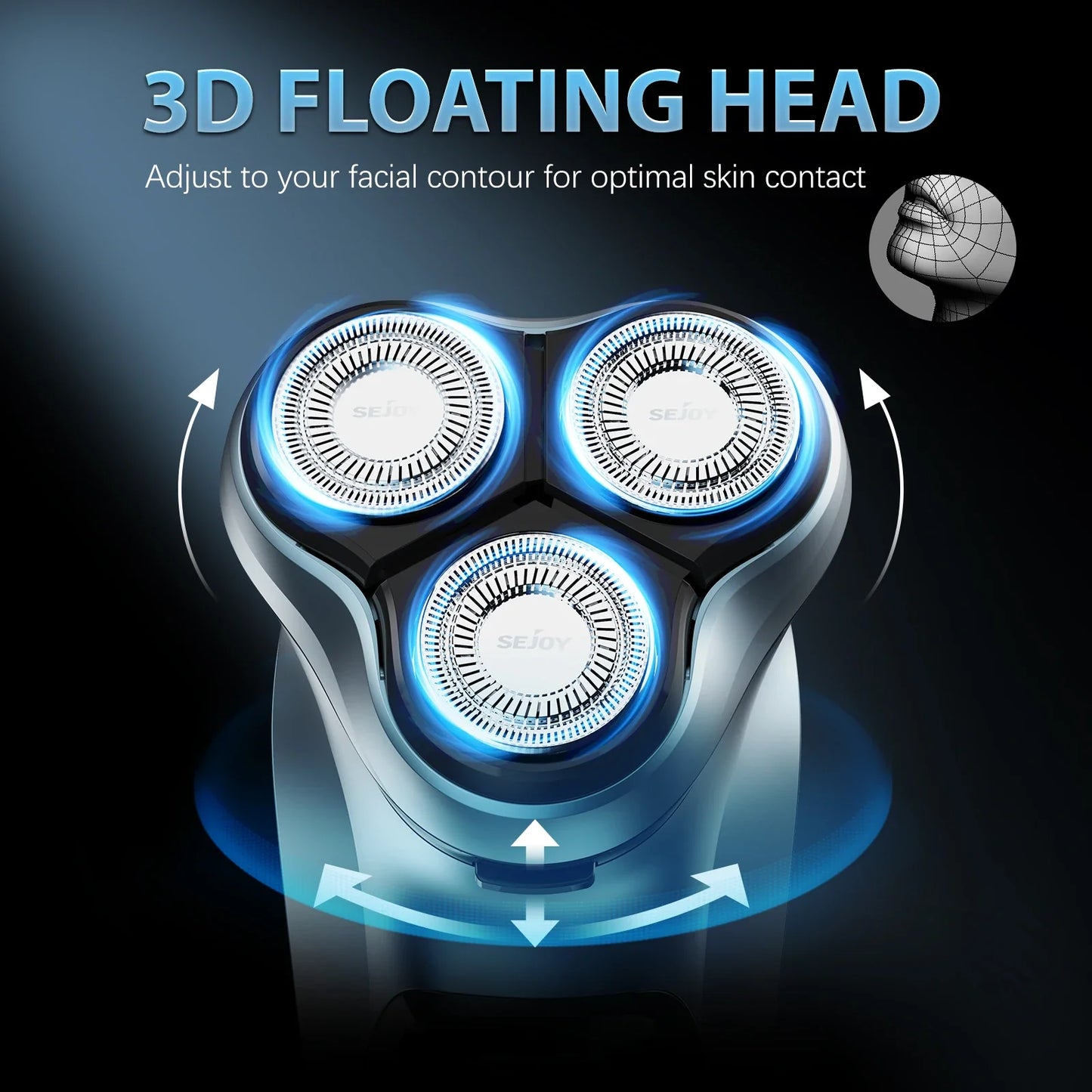 Sejoy VortexCut – 3D Smart Electric Shaver & Beard Tamer for the Clean-Shaven Legend