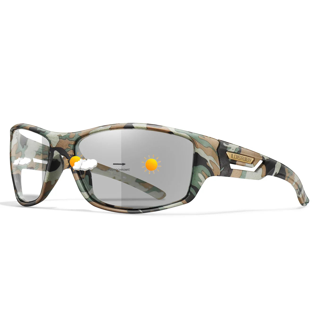 LOISRUBY CamoShift Photochromic Cycling Sunglasses – Road-Ready Vision for Every Light & Every Ride