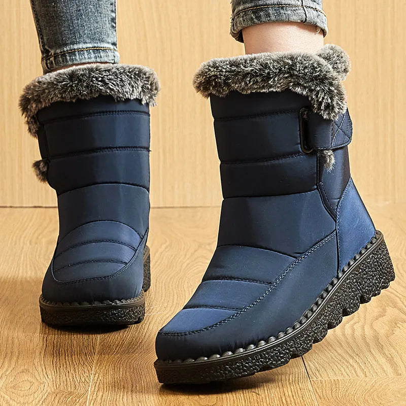 2025 Trend Women's Winter Snow Boots – Waterproof Low-Heel Ankle Boots with Plush Lining