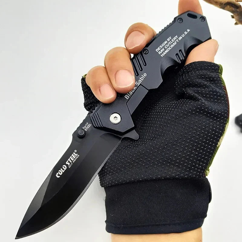 AUSUM 200mm Tactical EDC Pocket Knife – No-Lock Survival-Grade Outdoor Utility Blade for Construction, Hiking, Hunting, and Emergency Use