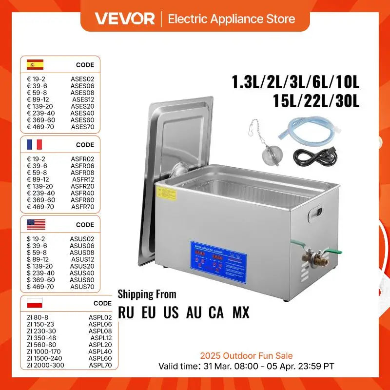VEVOR Sonic Suds Pro – Ultra-Powered Ultrasonic Cleaner for Jewelry, Tools, Glasses, Watches & More | 1.3L–30L Sizes | Pro Wash in Minutes