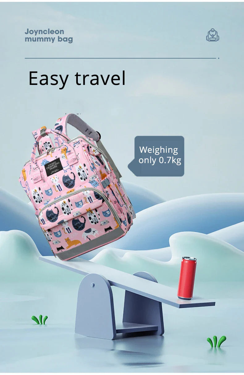 JoyTrail Mommy Backpack — Lightweight Printed Nylon Maternity & Baby Travel Bag with Large Capacity