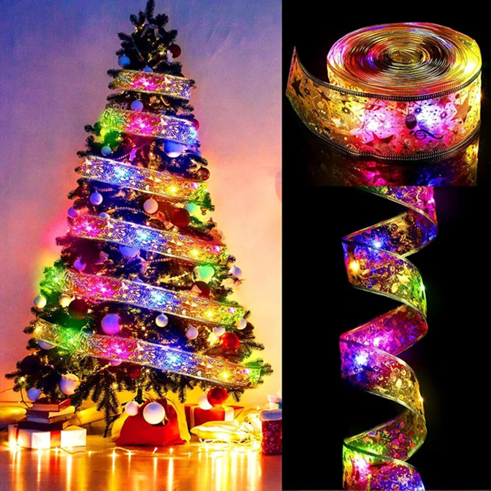 THOOBO! GlowRibbon Fairy Lights — 3m/5m Christmas Bow String Lights for Trees, Mantels & DIY Décor (Battery Powered) ✨