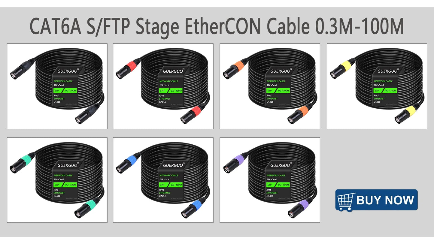 "Cable to the Grave" Ultra Shielded Cat5/Cat6 LAN Line – 0.3M-100M Stage-Ready STP/SFTP Ethernet Cable with Zinc Armor Ends