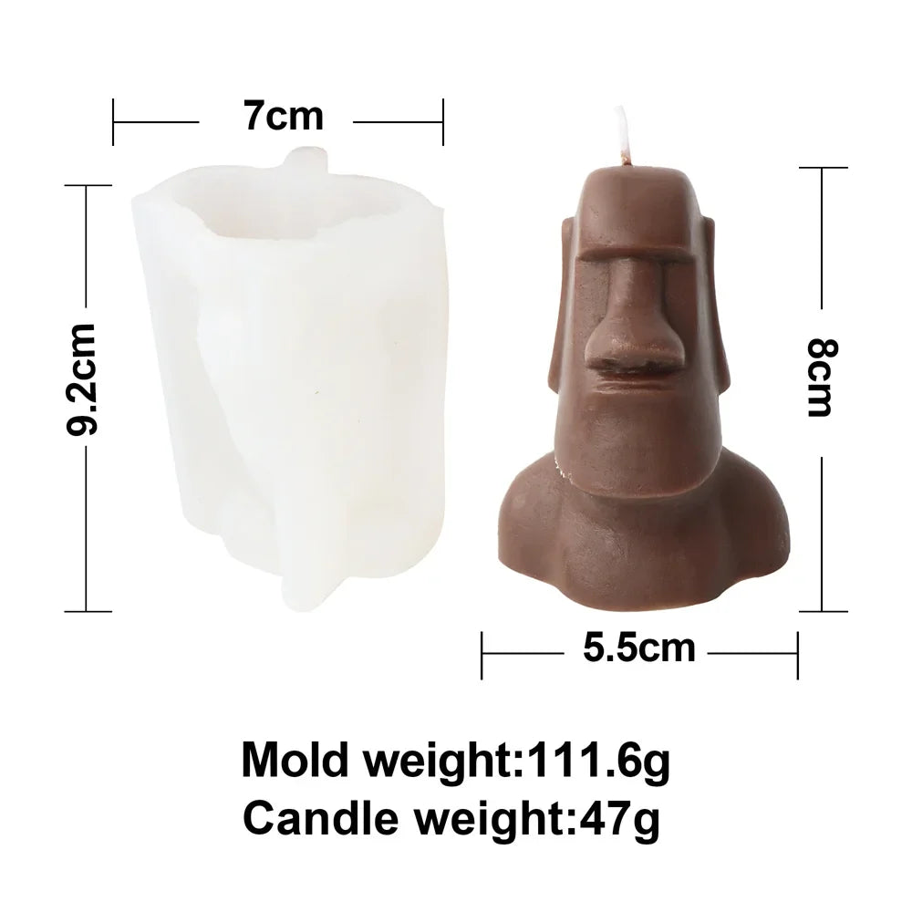 Big Nose Moai Statue Silicone Mold – Epic Easter Island Sculpture Craft, Custom Candle Making & Resin Artwork