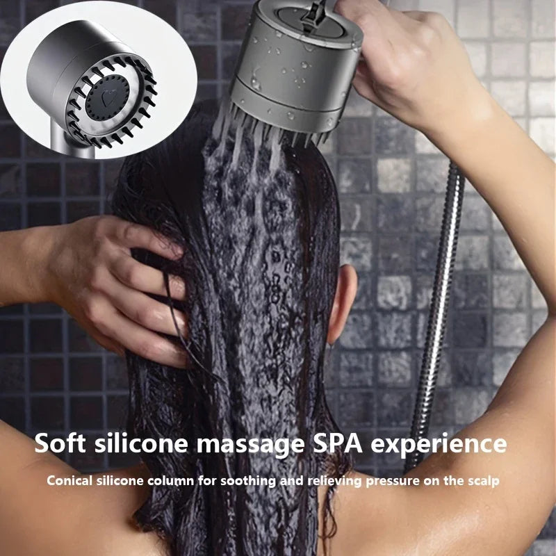 AquaForce 4‑Mode High‑Pressure Handheld Showerhead with One‑Click Stop & Built‑In Filter