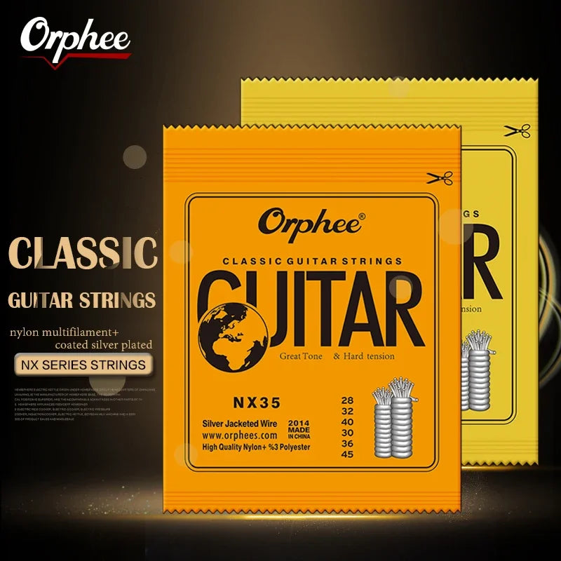“NX SILVERBLOOD STRING PACK” – 10/50 Set Orphee NX-Series Silver-Plated Nylon Strings | For Classical Guitarists Who Shred in Silence