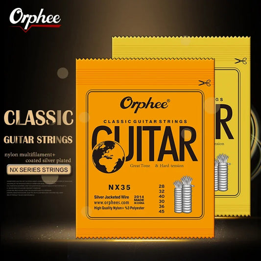 “NX SILVERBLOOD STRING PACK” – 10/50 Set Orphee NX-Series Silver-Plated Nylon Strings | For Classical Guitarists Who Shred in Silence