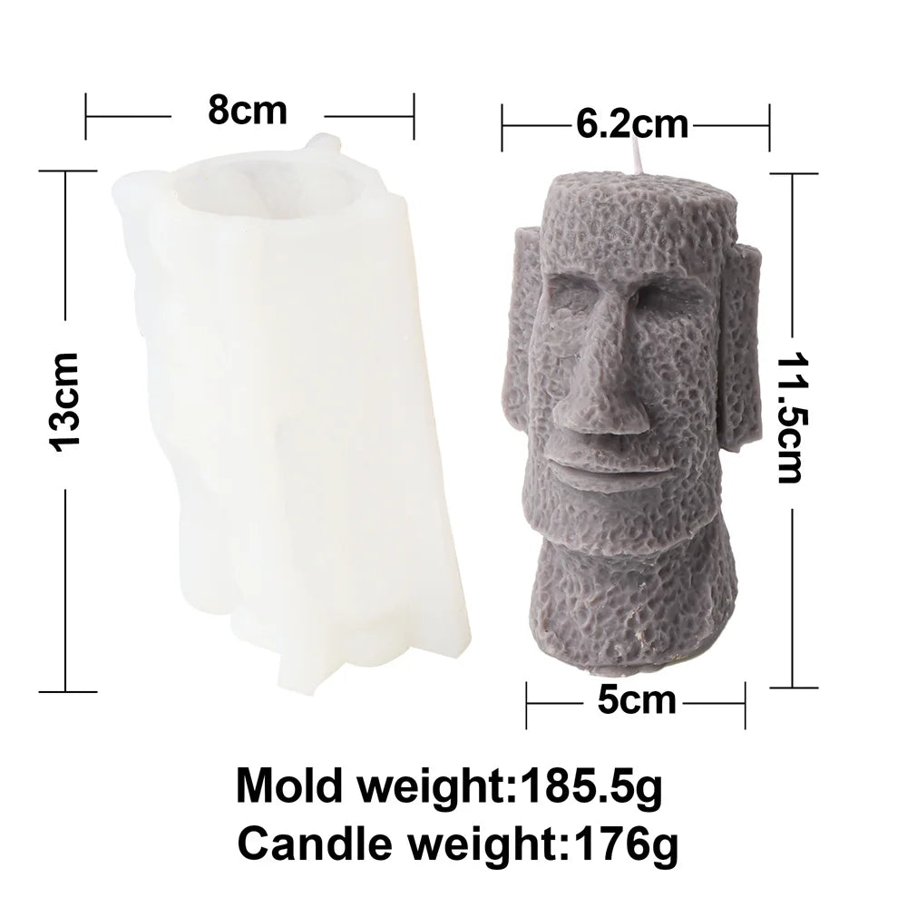 Big Nose Moai Statue Silicone Mold – Epic Easter Island Sculpture Craft, Custom Candle Making & Resin Artwork