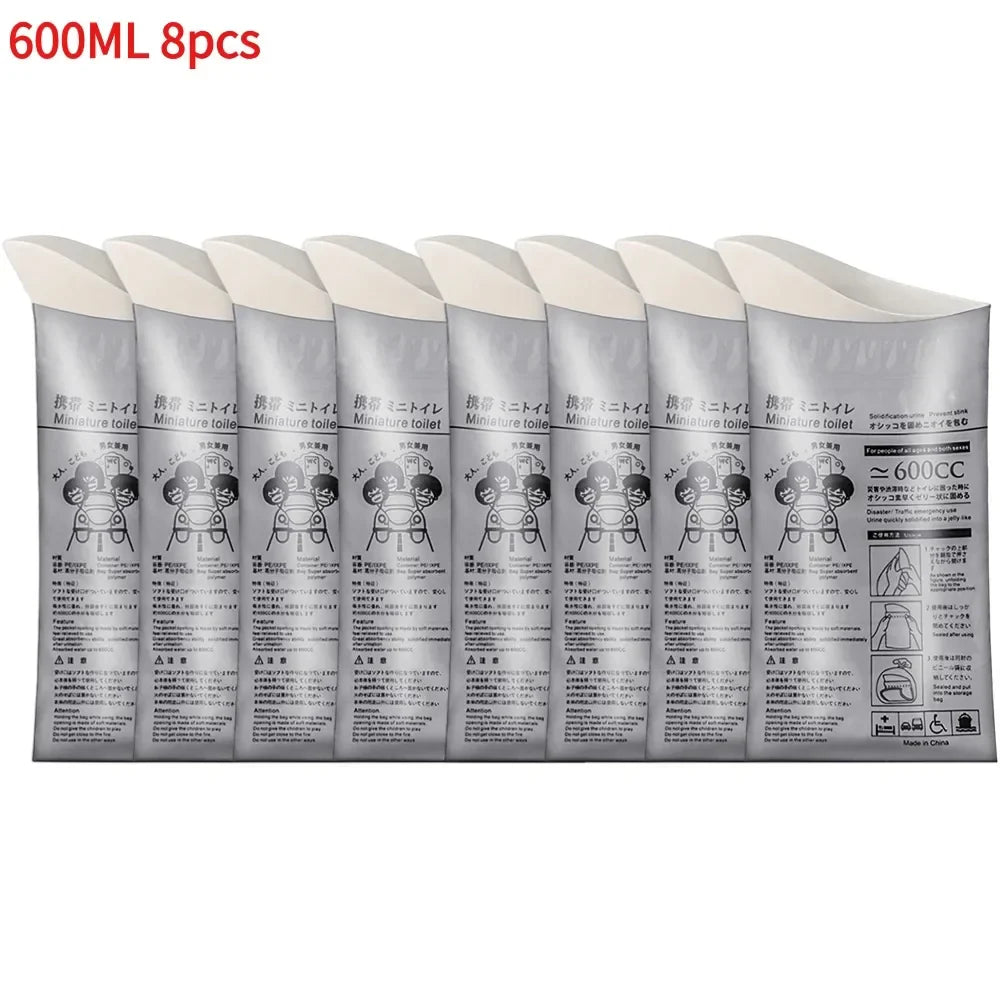 GoTime Bags – 4–40Pc Travel Pee & Emergency Urine Bags for Men, Women & Kids | 600ml/700ml Portable Leakproof Mini Toilets