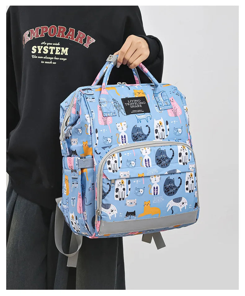 JoyTrail Mommy Backpack — Lightweight Printed Nylon Maternity & Baby Travel Bag with Large Capacity