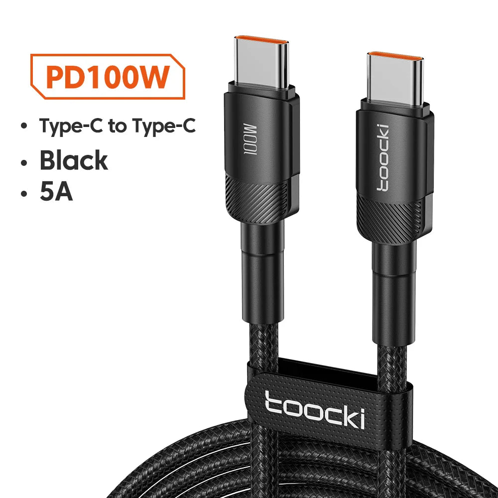 Toocki 100W USB-C to USB-C Fast Charging Cable – PD 3.0 & QC 4.0 High-Speed Charger for iPhone 15, MacBook, Samsung & More ⚡📱💻