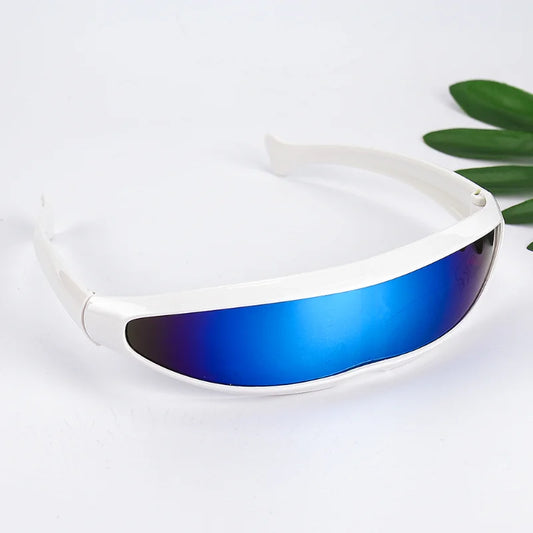 CYBERPUNK VIGILANTE: Futuristic Cyclops Laser Visor Shades – UV400, Mirrored, Sci-Fi Streetwear Eyewear