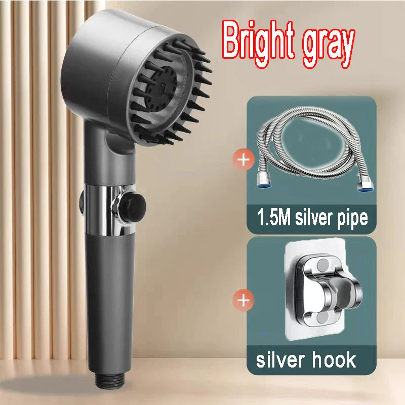 AquaForce 4‑Mode High‑Pressure Handheld Showerhead with One‑Click Stop & Built‑In Filter