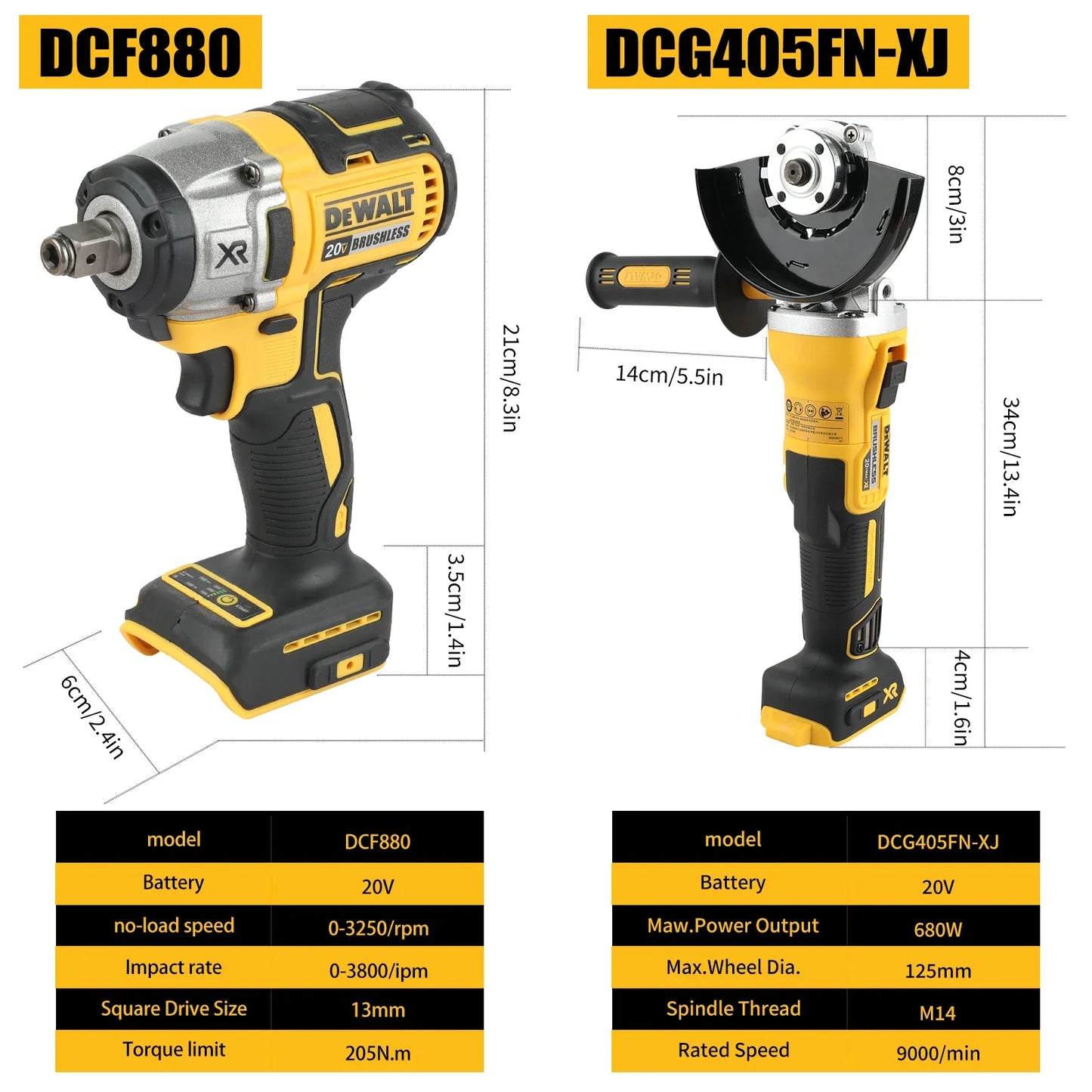 DEWALT DCF880/DCG405FN ProX Combo Kit – Cordless Impact Wrench, Angle Grinder & Drill Set with DWBAG | Brushless Power for Precision Trades