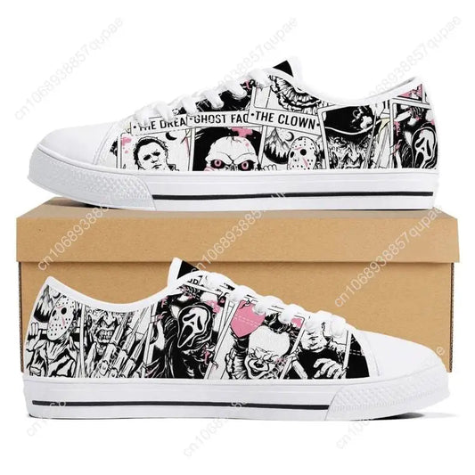 Horror Halloween 3D Canvas Sneakers – Custom Low Top Shoes for Men Women Teens
