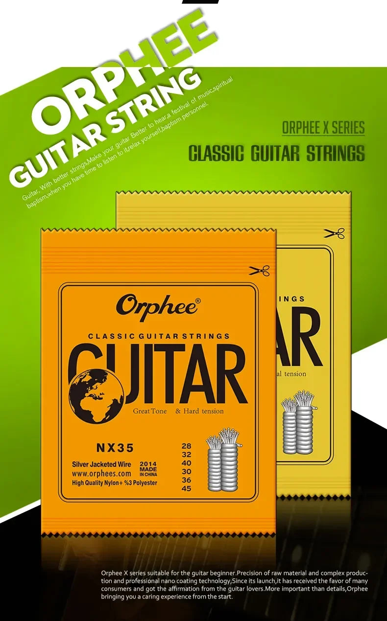 “NX SILVERBLOOD STRING PACK” – 10/50 Set Orphee NX-Series Silver-Plated Nylon Strings | For Classical Guitarists Who Shred in Silence