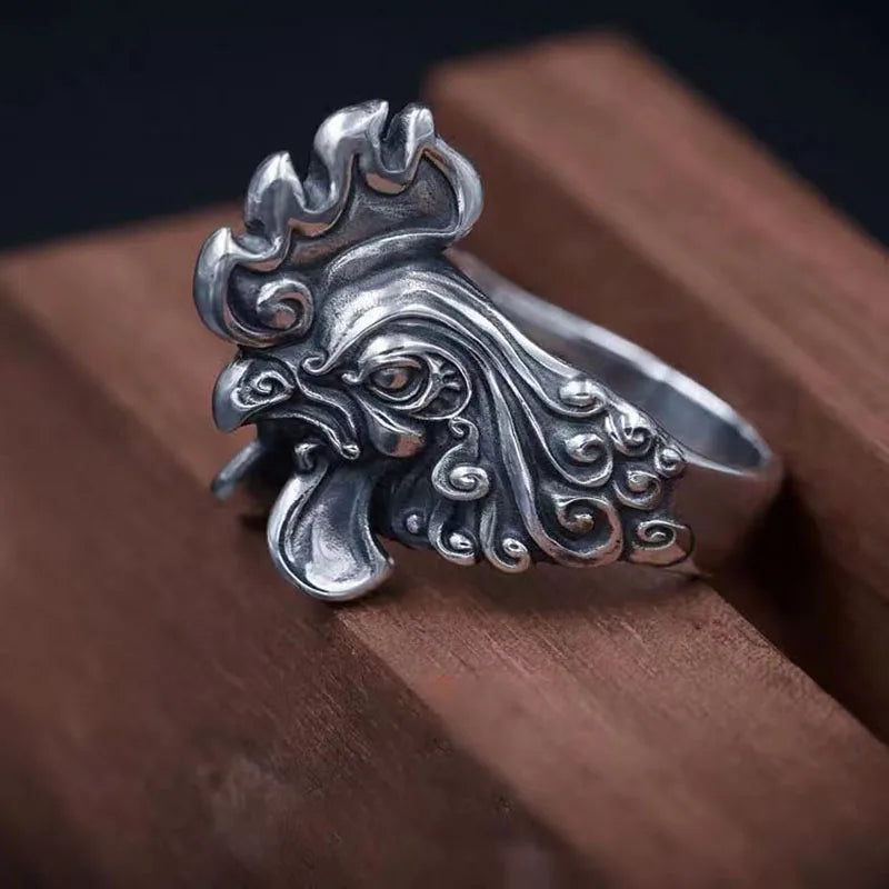 THOOBO! Rooster Royale Adjustable Ring — Vintage Grit, Bold Luck, All-Day Flex (WQ040)