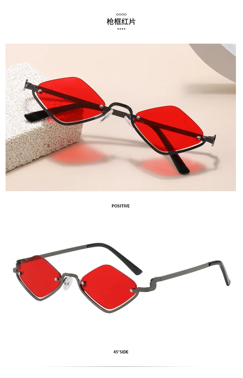 Throwshade Rhombus Cut Retro Sunnies – Geometric UV400 Alloy Frame Sunglasses for That Vintage Rockstar Flex