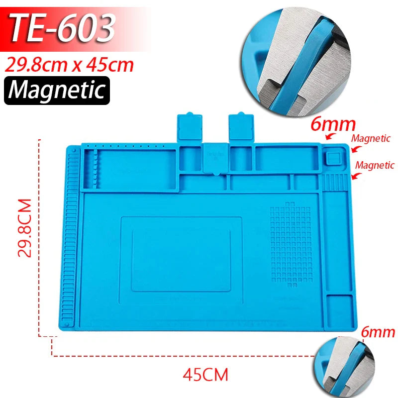 InfernoGrip™ Pro Heat-Resistant Magnetic Soldering Mat – 932°F Anti-Static Silicone Workstation for Electronics Repair