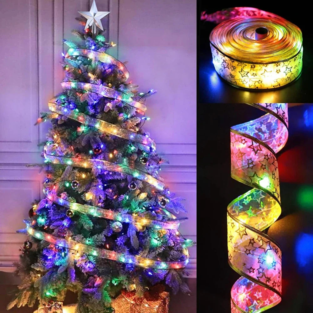 THOOBO! GlowRibbon Fairy Lights — 3m/5m Christmas Bow String Lights for Trees, Mantels & DIY Décor (Battery Powered) ✨
