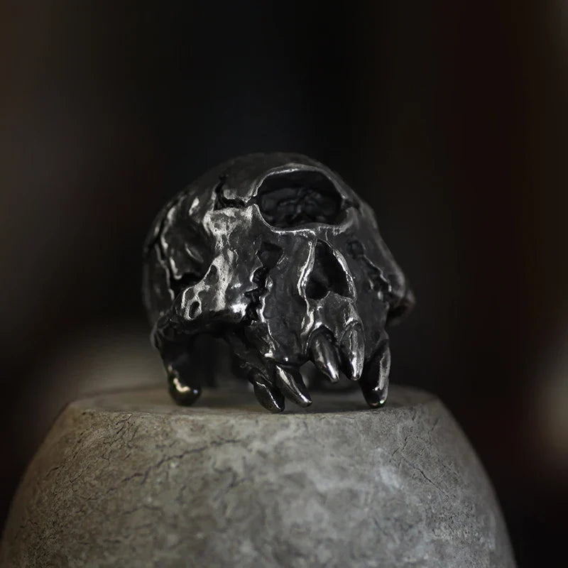 Stainless Steel Evil Skull Biker Ring – 316L Men’s Industrial-Grade Punk Rock Power Band (US Sizes, 30.5g Beast Weight)