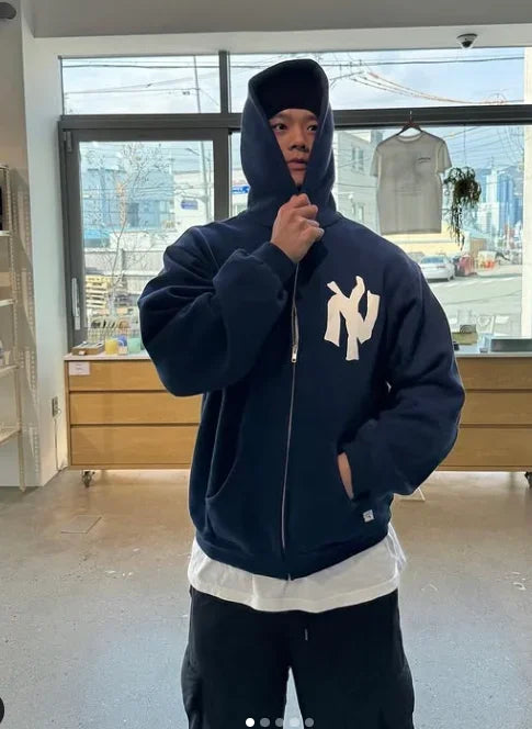 Electric Blue Anarchy Hoodie – Y2K Harajuku Letter Print Zip-Up for Men & Women, Street Royalty Edition