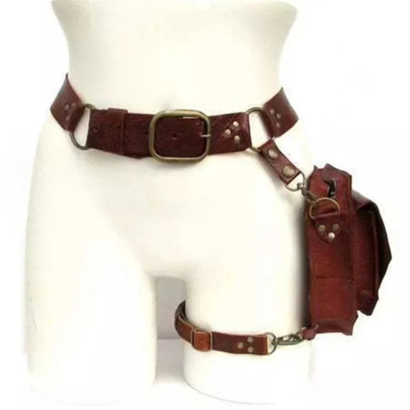 NIGHT RAID // Retro Punk PU Leg Harness Waist Bag – Crossbody Utility Pouch for Women