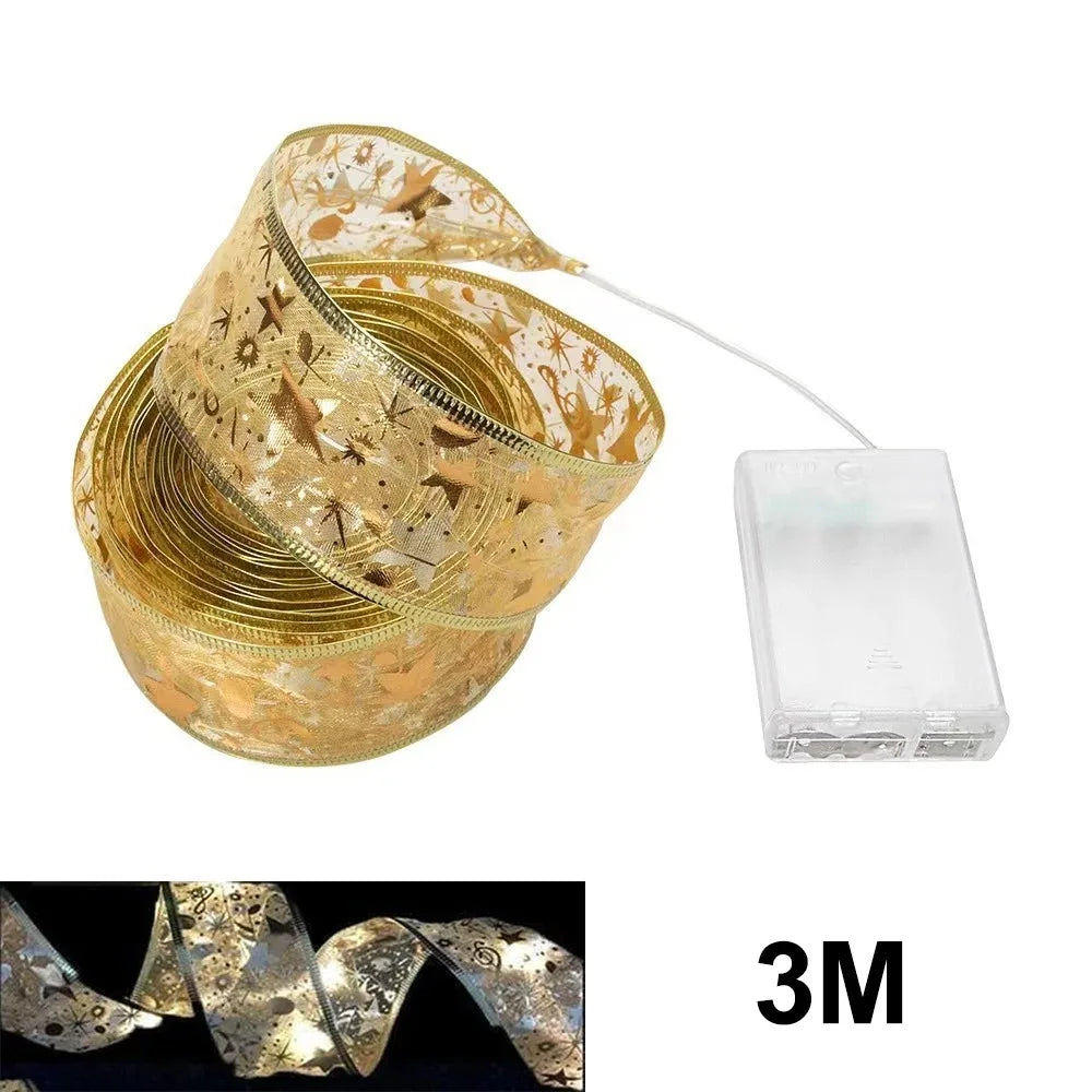 THOOBO! GlowRibbon Fairy Lights — 3m/5m Christmas Bow String Lights for Trees, Mantels & DIY Décor (Battery Powered) ✨