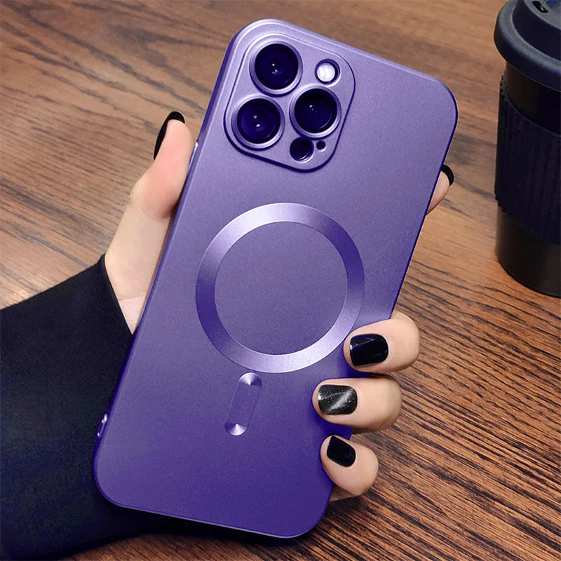 MagSafe Matte Magnetic Shockproof iPhone Case – Wireless Charging Ready ⚡📱