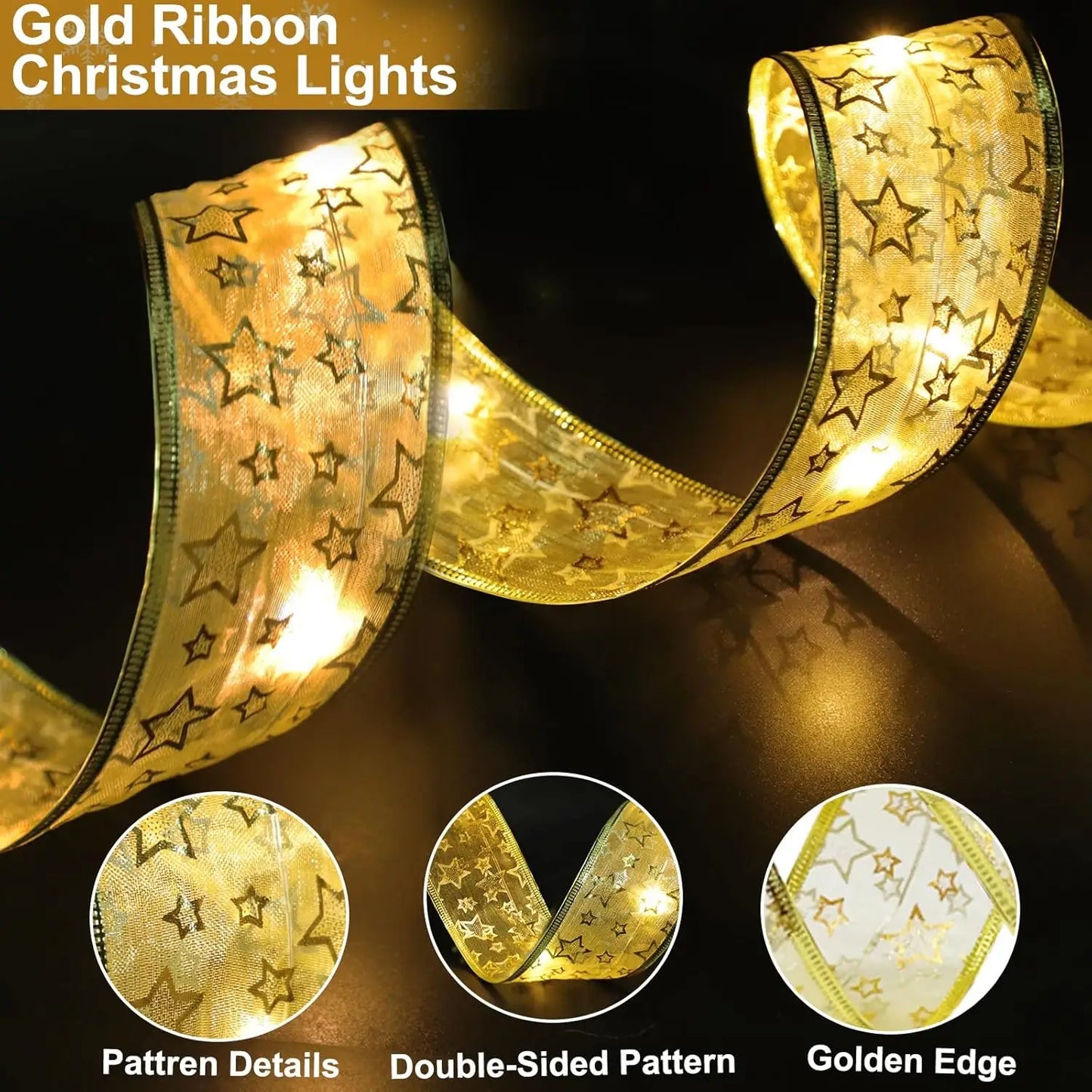 THOOBO! GlowRibbon Fairy Lights — 3m/5m Christmas Bow String Lights for Trees, Mantels & DIY Décor (Battery Powered) ✨