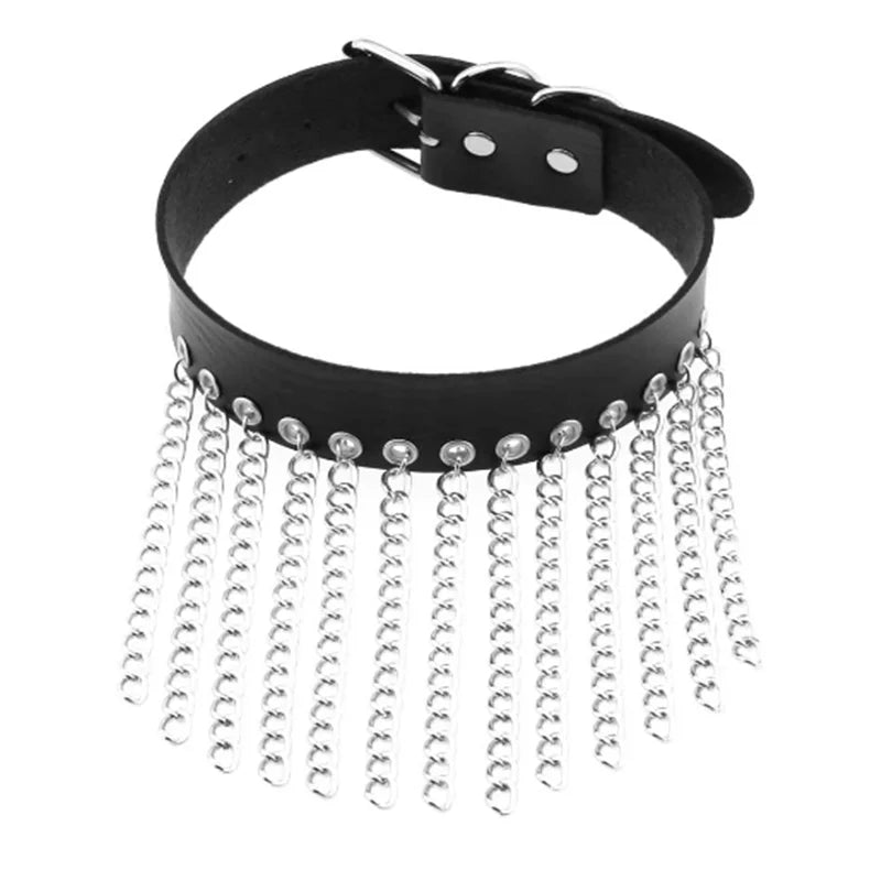 Harajuku Punk Rock Goth Choker - PU Leather Rivet Heart Cross Spike Necklace for Women, Hip Hop Bondage Jewelry