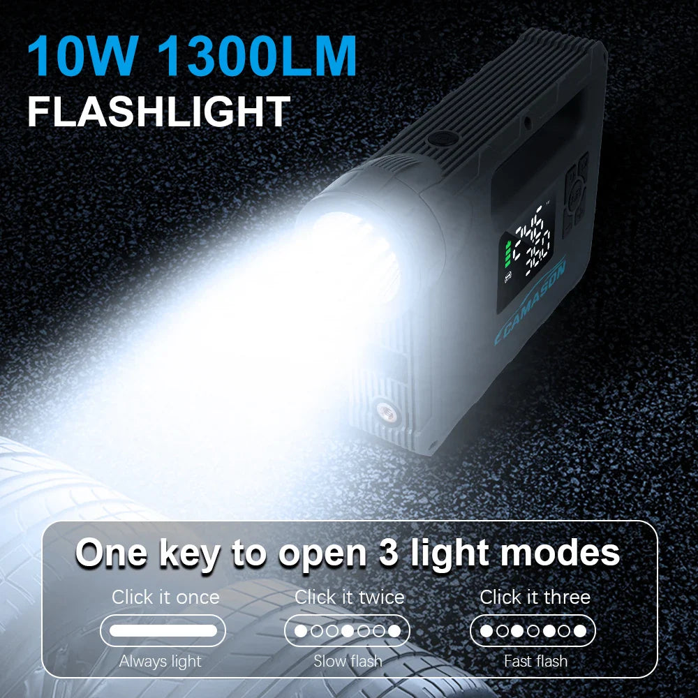 Road Riot X7 – 5-In-1 Car Jump Starter With Air Compressor, Flashlight & Power Bank