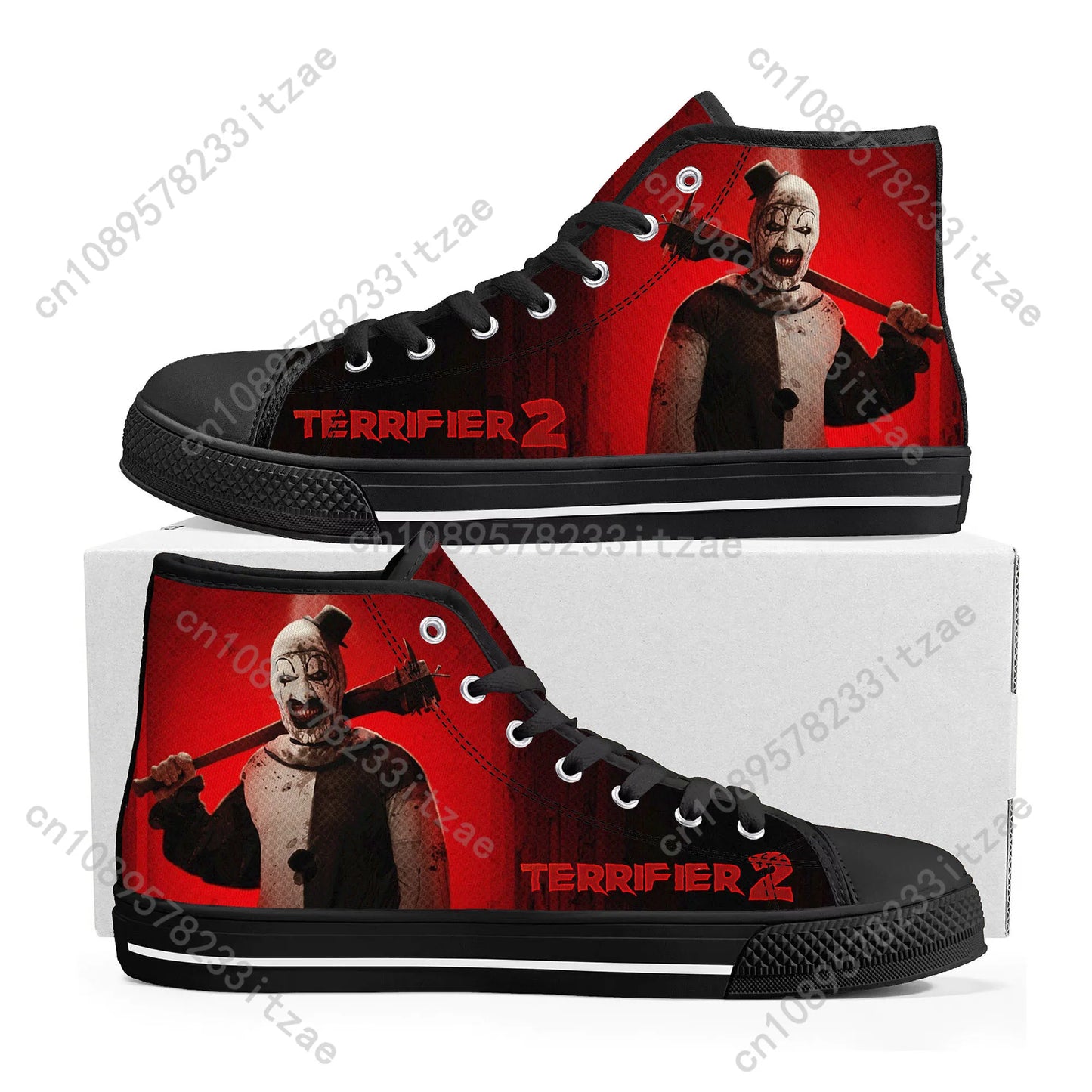 Terrifier Clown High Top Halloween Sneakers – Custom Canvas Horror Shoes for Men Women Teens
